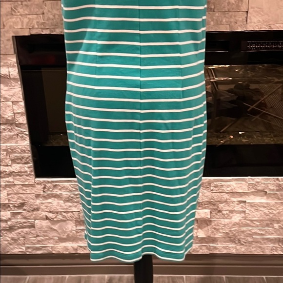 Talbots Green and White Sheath Dress Sleeveless Cowl Neck Midi size Large - Picture 8 of 10